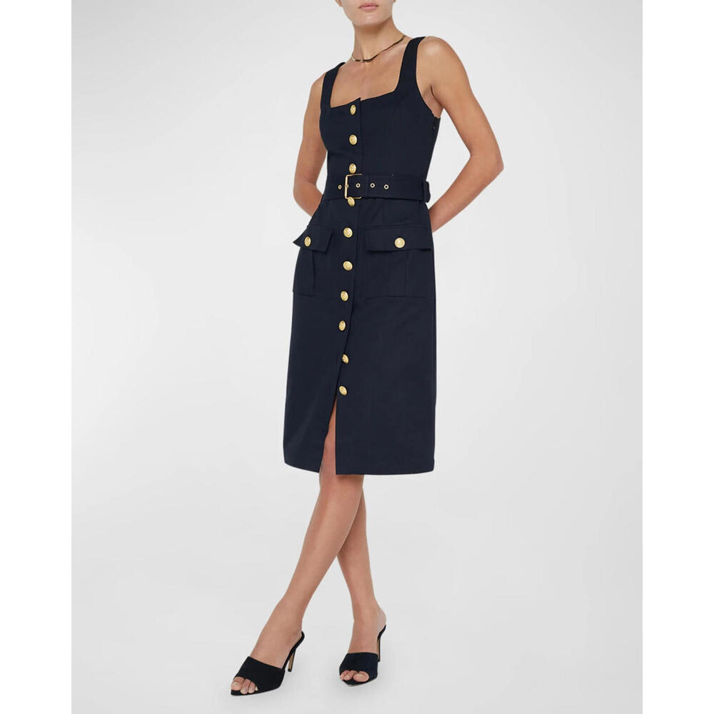 NEW L'AGENCE Idy Button-Front Dress Black Size 8 #MD2461